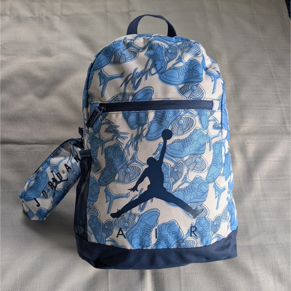 Air Jordan Carolina Blue AOP Backpack With Bonus Zip Pouch NEW!